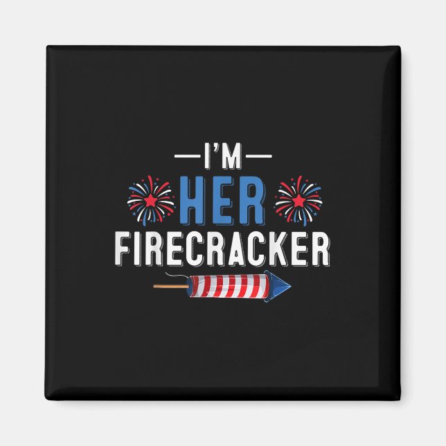 Hennes brandman 4:e juli USA Patriotic Coupl Magnet (Framsidan)