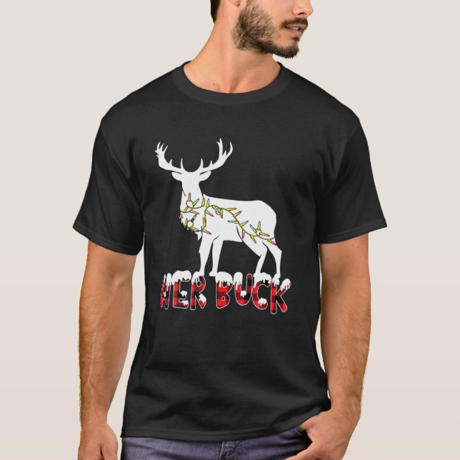 Hennes buck Hans Doe Reindeer Julafton Pajamas Mat T Shirt (Framsida)