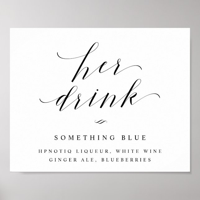 Hennes Drink Brides Cocktail Wedding-skylt Poster (Framsidan)