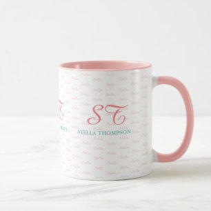 hennes elegant rosa mugg med monogram