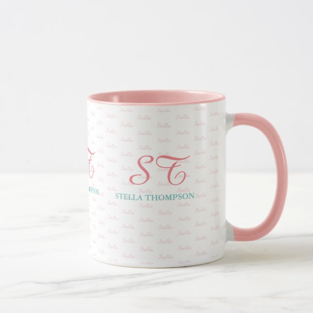 hennes elegant rosa mugg med monogram (Höger)