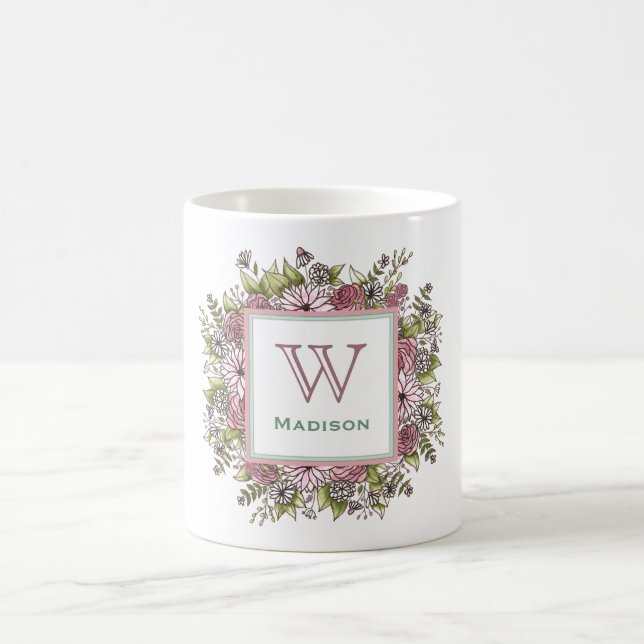 Hennes favoritBlommigt Ro Monogram Mugg (Center)