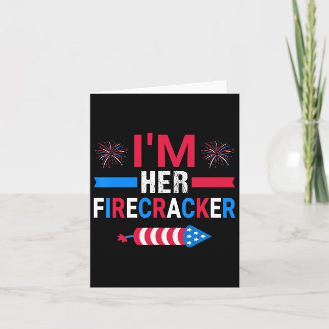 Hennes Firecracker 4 juli Matchande Par För Här  Kort (Framsida)