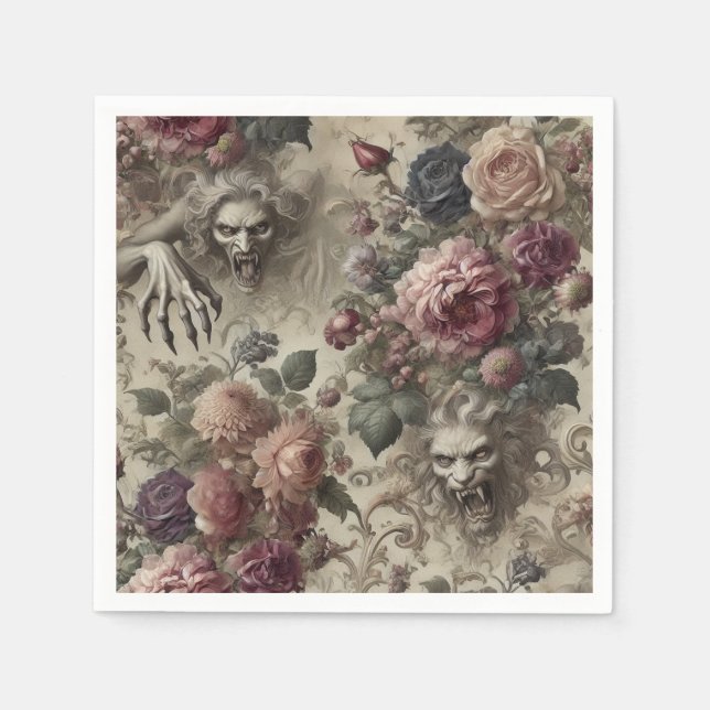 Hennes Har Klo - Gothic Blommigt Pappersservett (Framsidan)