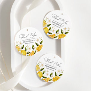 Hennes huvudsakliga squeeze gula citrus bröllopsdu gåvor etiketter