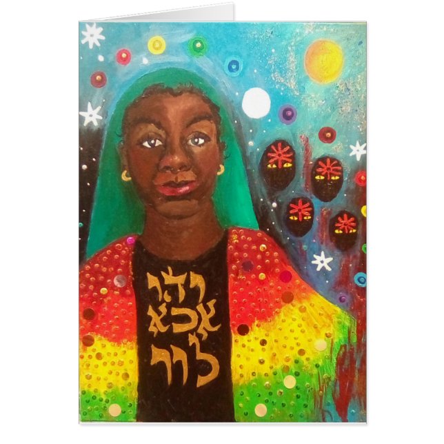 Hennes Jacka av många Färg Notecard OBS Kort (Framsidan)