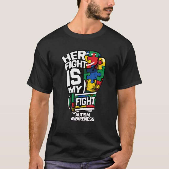 Hennes kamp är min Autism Autism-kärlek Ribbo T Shirt (Framsida)
