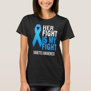 Hennes kamp är min Bära Blå diabetesmedvetenhet T Shirt