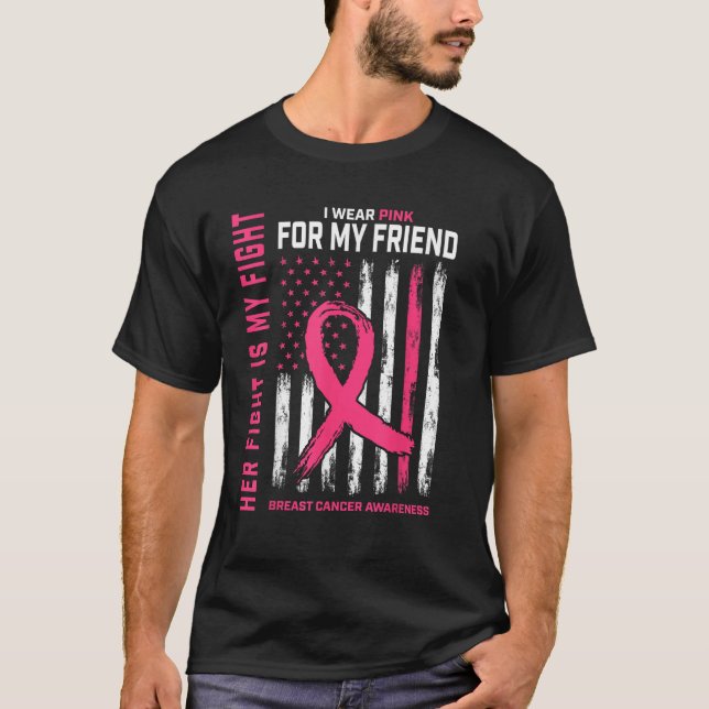 Hennes kamp är min Bära Rosa Friend Breast Ca T Shirt (Framsida)