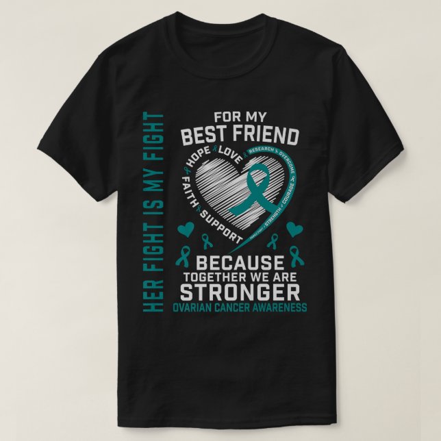 Hennes kamp är min bästa vän Ovariancancer S T Shirt (Design framsida)