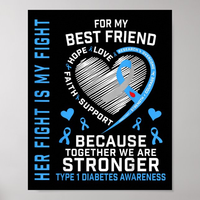 Hennes kamp är min bästa vän typ 1-diabetes poster (Framsidan)