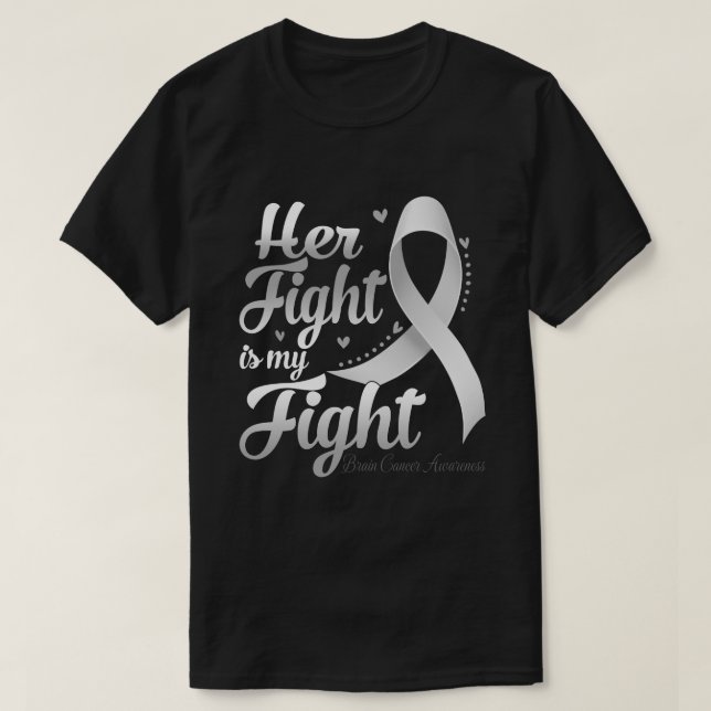 Hennes kamp är min "BRAIN CANCER AWARENESS Month" T Shirt (Design framsida)