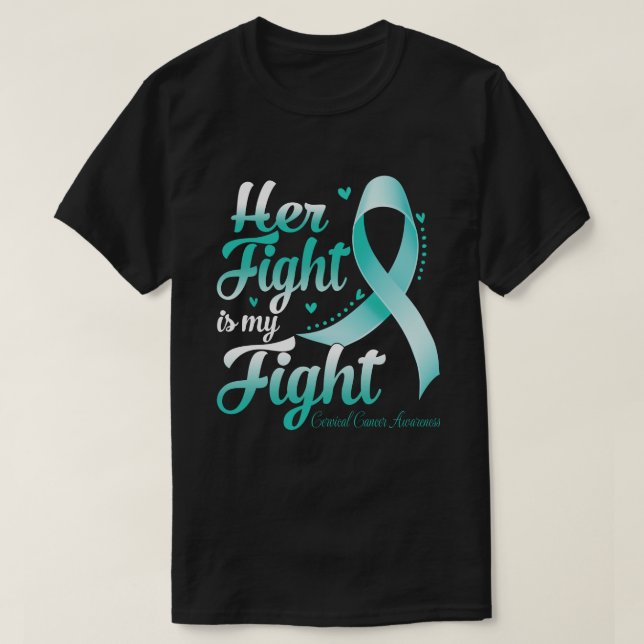 Hennes kamp är min CANCER CANCER-MEDVETENHET Mo T Shirt (Design framsida)