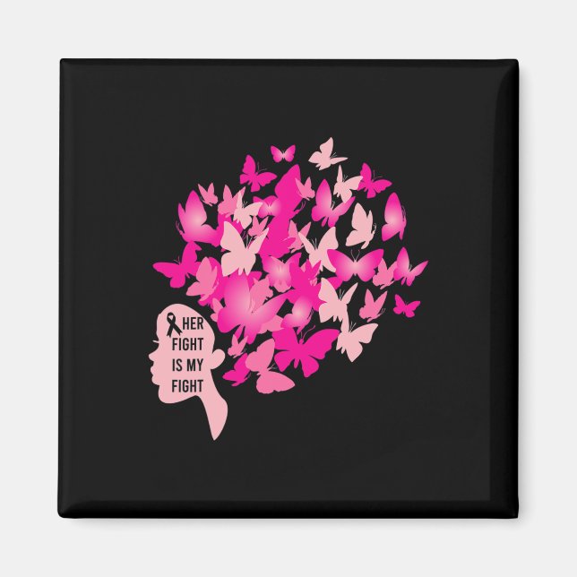 Hennes kamp är min Coola Breast Cancer Awareness Magnet (Framsidan)