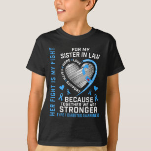 Hennes kamp är min ficka i lag 1 Diabete T Shirt