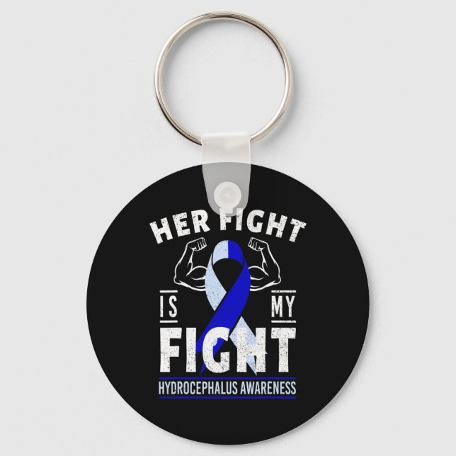 Hennes kamp är min "Fight Hydrocephalus Awareness  Nyckelring (Framsida)