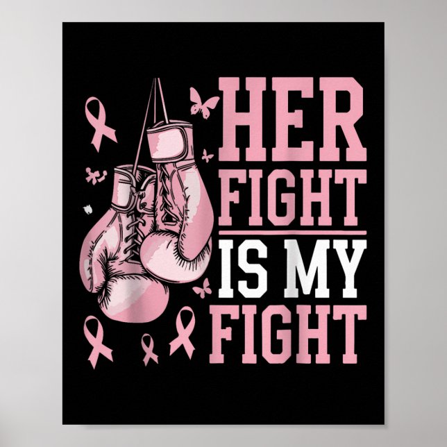 Hennes kamp är min kamp Bow Rosa Breast Cancer Med Poster (Framsidan)