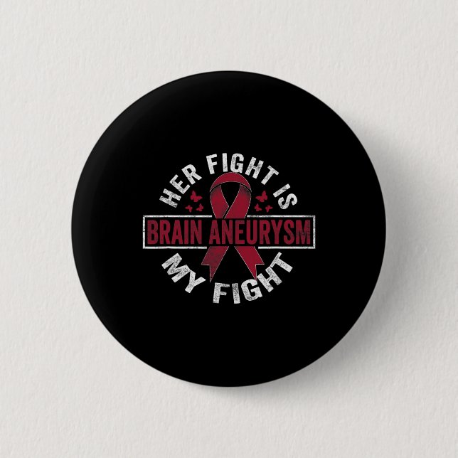 Hennes kamp är min kamp Brain Aneurysm Awareness 2 Knapp (Framsida)