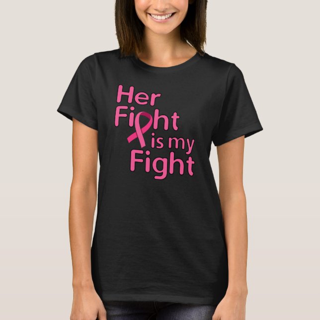Hennes kamp är min kamp - Breast Cancer Awareness T Shirt (Framsida)