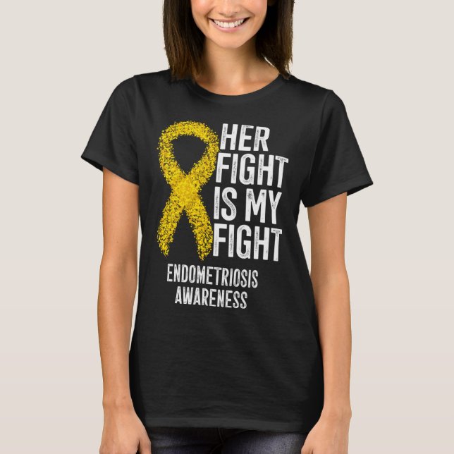 Hennes kamp är min kamp Endometriosmedvetenhet T Shirt (Framsida)