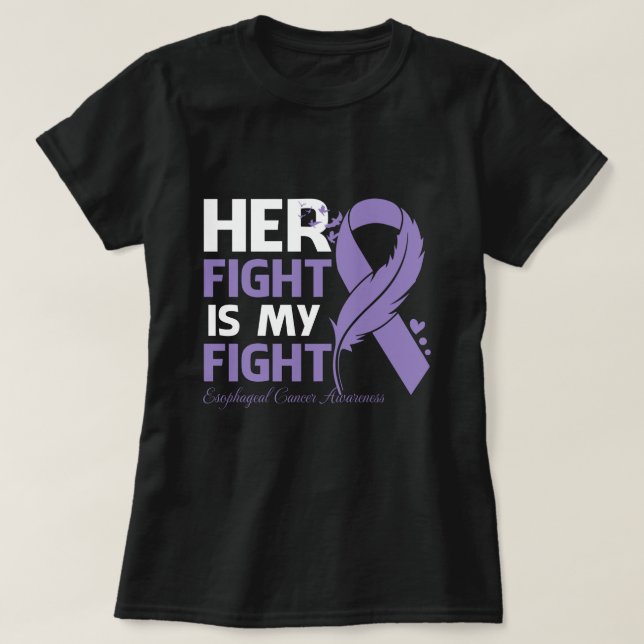 Hennes kamp är min kamp ESOPHAGEAL CANCER-MEDVETEN T Shirt (Design framsida)