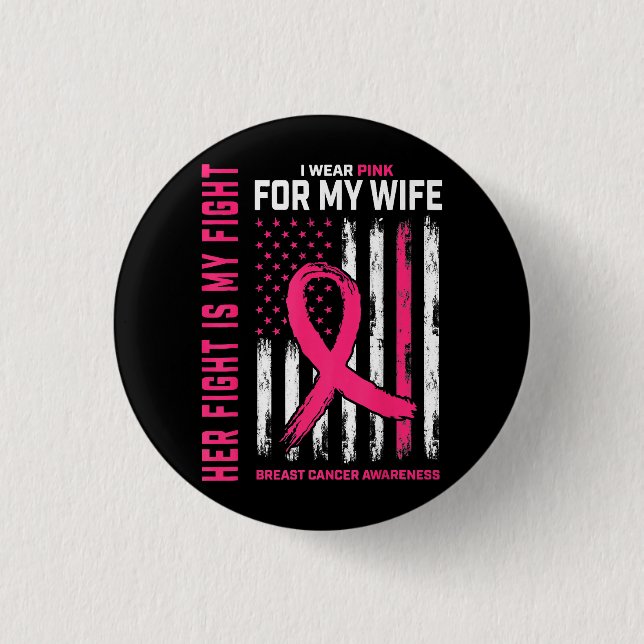 Hennes kamp är min kamp i Bära Rosa  Breast Canc Knapp (Framsida)