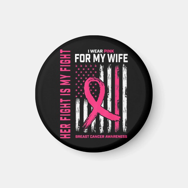 Hennes kamp är min kamp i Bära Rosa  Breast Canc Magnet (Framsidan)