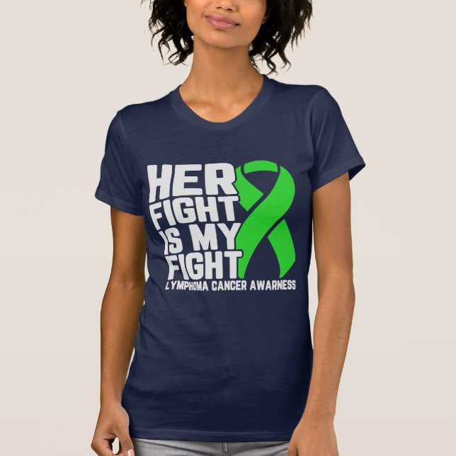 Hennes kamp är min kamp Lymfom medvetenhet stöd T Shirt (Framsida)