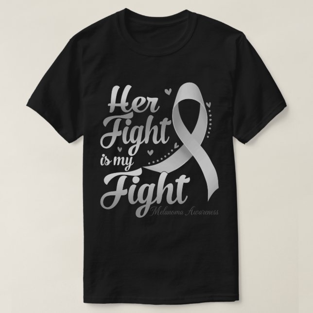 Hennes kamp är min kamp Melanoma Awareness Warrior T Shirt (Design framsida)