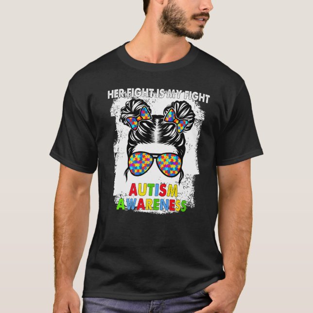 Hennes kamp är min kamp mot autism, medvetandegöra t shirt (Framsida)