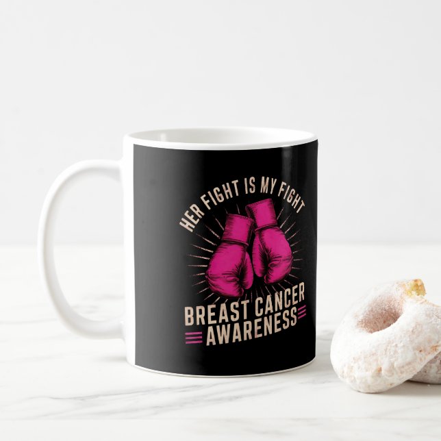 Hennes kamp är min kamp mot bröstcancer kaffemugg (Med munk)