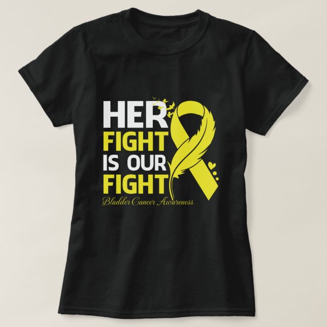 Hennes kamp är min kamp mot CANCER CANCER-medveten T Shirt (Design framsida)