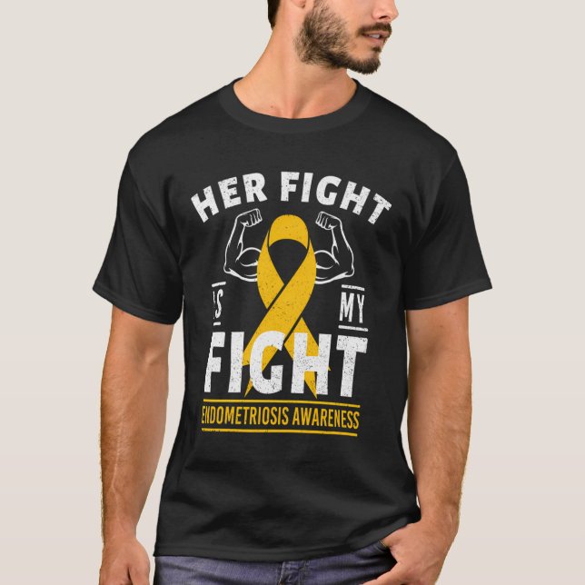 Hennes kamp är min kamp mot Endometriosis Awarenes T Shirt (Framsida)