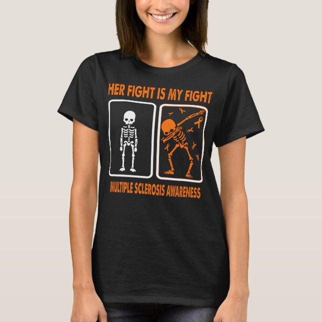 Hennes kamp är min kamp mot MÅNGA SCLEROSIS-medvet T Shirt (Framsida)