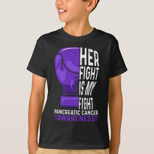 Hennes kamp är min kamp mot pankreascancer-medvete t shirt (Framsida)
