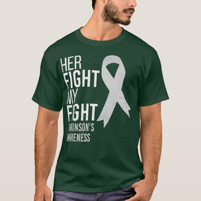 Hennes kamp är min kamp mot Parkinsons Disease Rib T Shirt (Framsida)