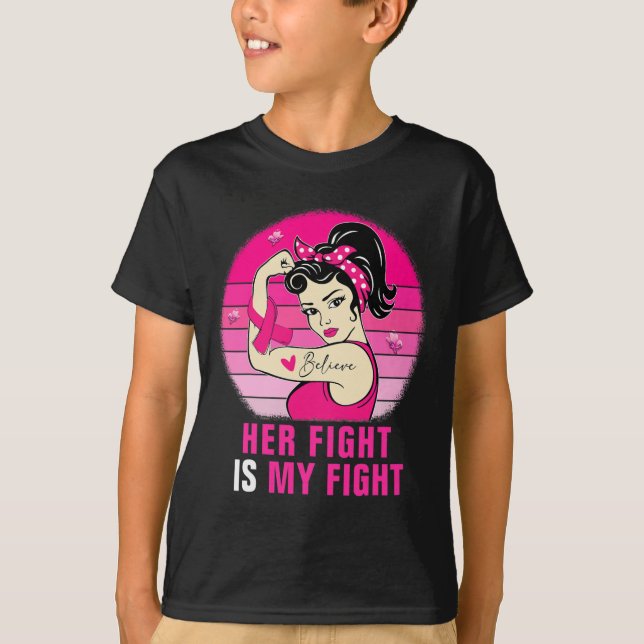 Hennes kamp är min kamp Rosie Riveter Breast Cance T Shirt (Framsida)