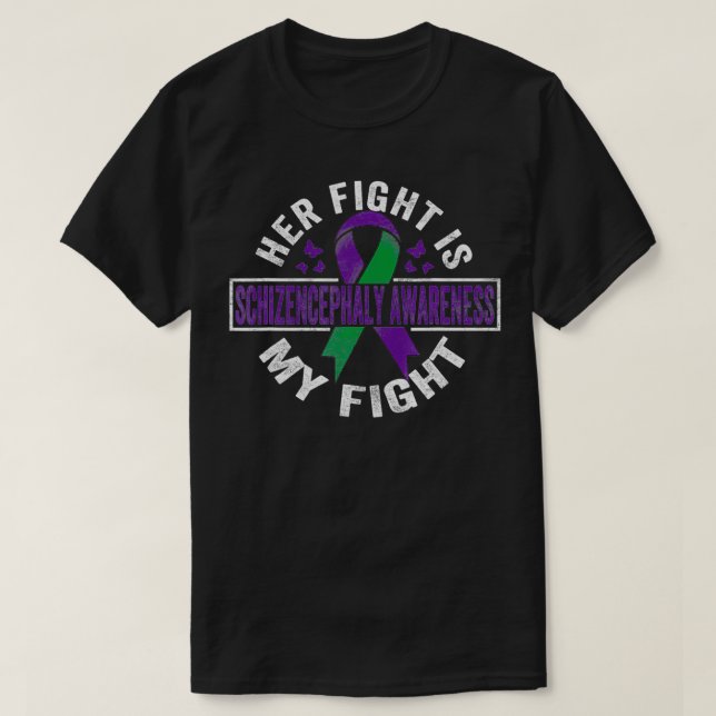 Hennes kamp är min kamp Schizencephaly Awareness T Shirt (Design framsida)