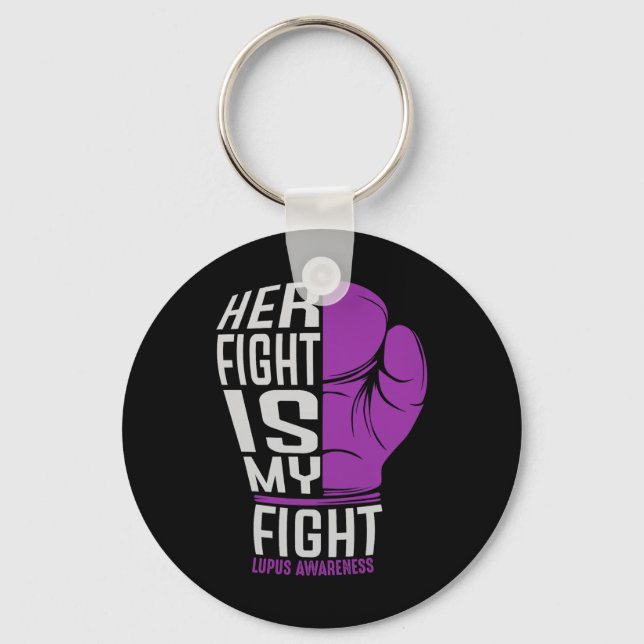 Hennes kamp är min kamp - Sle Lupus Awareness Nyckelring (Framsida)