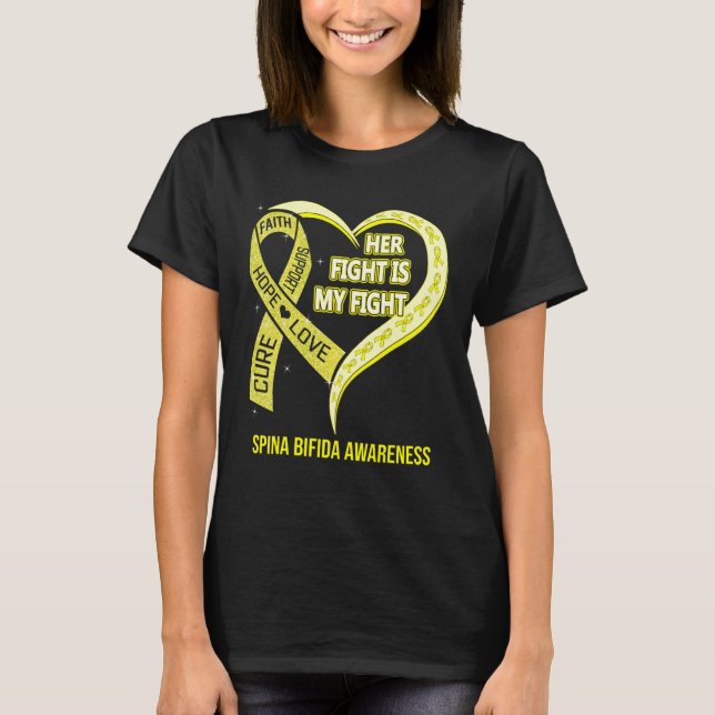 Hennes kamp är min kamp Spina Bifida Awareness Rib T Shirt (Framsida)