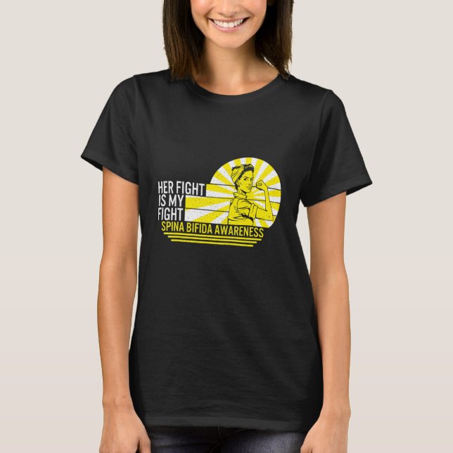 Hennes kamp är min kamp Spina Bifida Awareness War T Shirt (Framsida)
