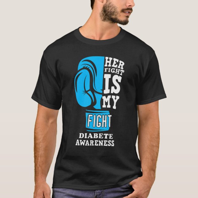 Hennes kamp är min kamp T1d Mamma Diabetes Awarene T Shirt (Framsida)