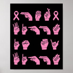 Hennes kamp är min kamp tecken språk bröstcancer poster