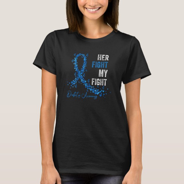 Hennes kamp är min medalj T1D-typ T Shirt (Framsida)
