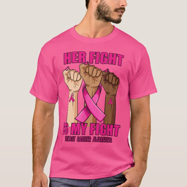 Hennes kamp är min medvetenhet om bröstcancer t shirt (Framsida)