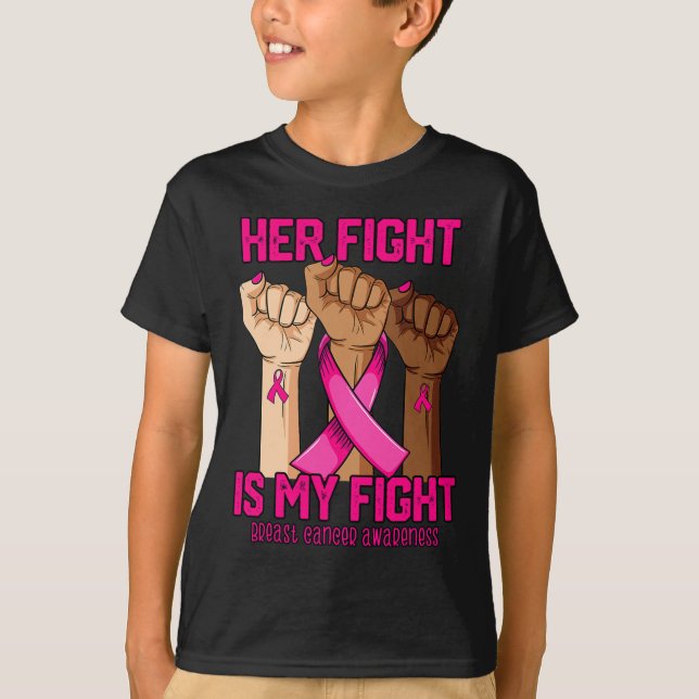 Hennes kamp är min medvetenhet om bröstcancer t shirt (Framsida)