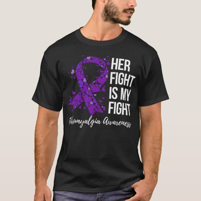 Hennes kamp är min medvetenhet om Fibromyalgi i ka T Shirt (Framsida)