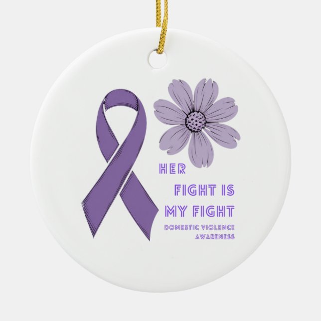 Hennes kamp är min medvetenhet om våld i Domestice Julgransprydnad Keramik (Framsidan)