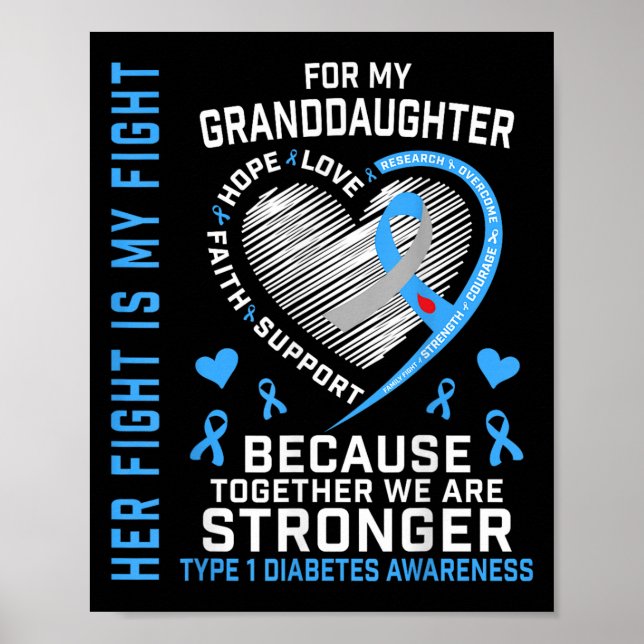 Hennes kamp är min mordotter typ 1 Diabete Poster (Framsidan)