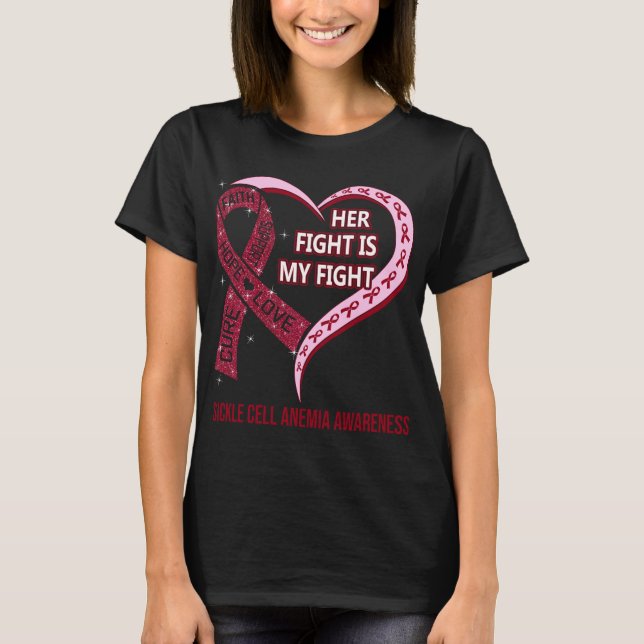 Hennes kamp är min "Sickle Cell Anemia Awareness" T Shirt (Framsida)